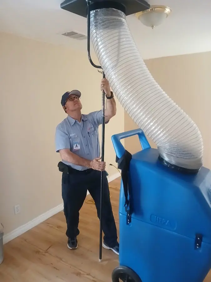 Mini Split Installation technician using HEPA equipment in Chicago